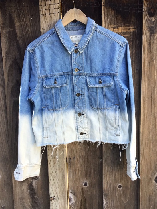rag & bone Jackets & Blazers - Rag & Bone Jean Cropped Ombre Denim Jacket Womens Medium Blue White Fade